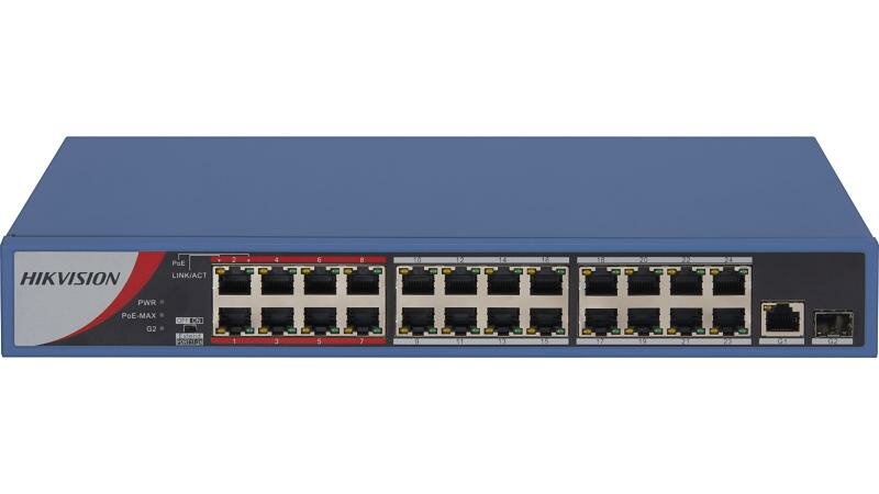 Коммутатор Hikvision DS-3E0326P-E, 26 портов, мощность 370 Вт