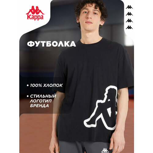 фото Футболка спортивная kappa logo mp men's short sleeve t-shirts, размер 48-50, черный