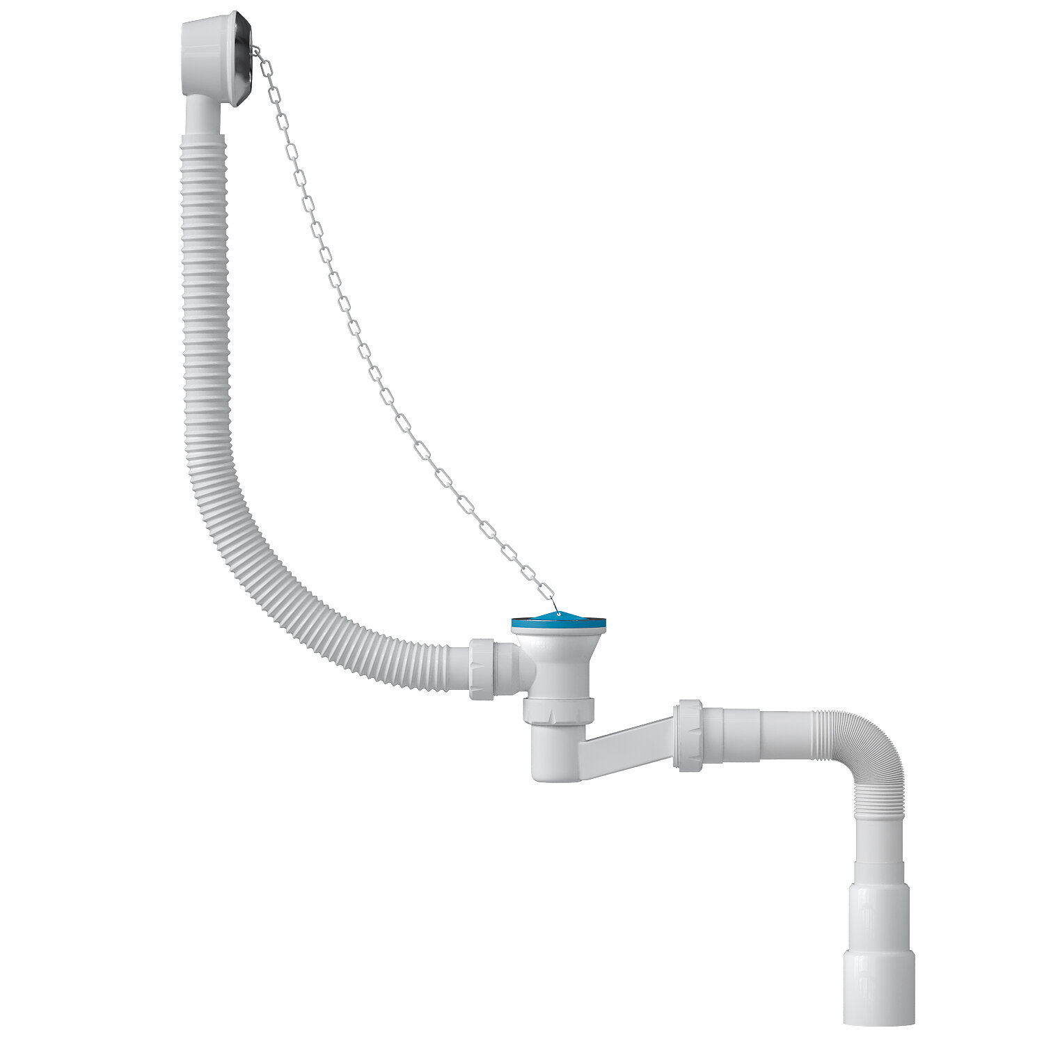 Сифон для ванн с переливом и пробкой BathMaster BM0303SP