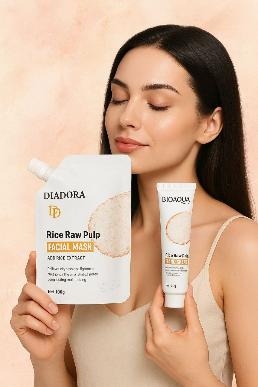 Набор маска и крем Diadora и Bioaqua, 100 г и 30 г, аромат, рис, питание, увлажнение