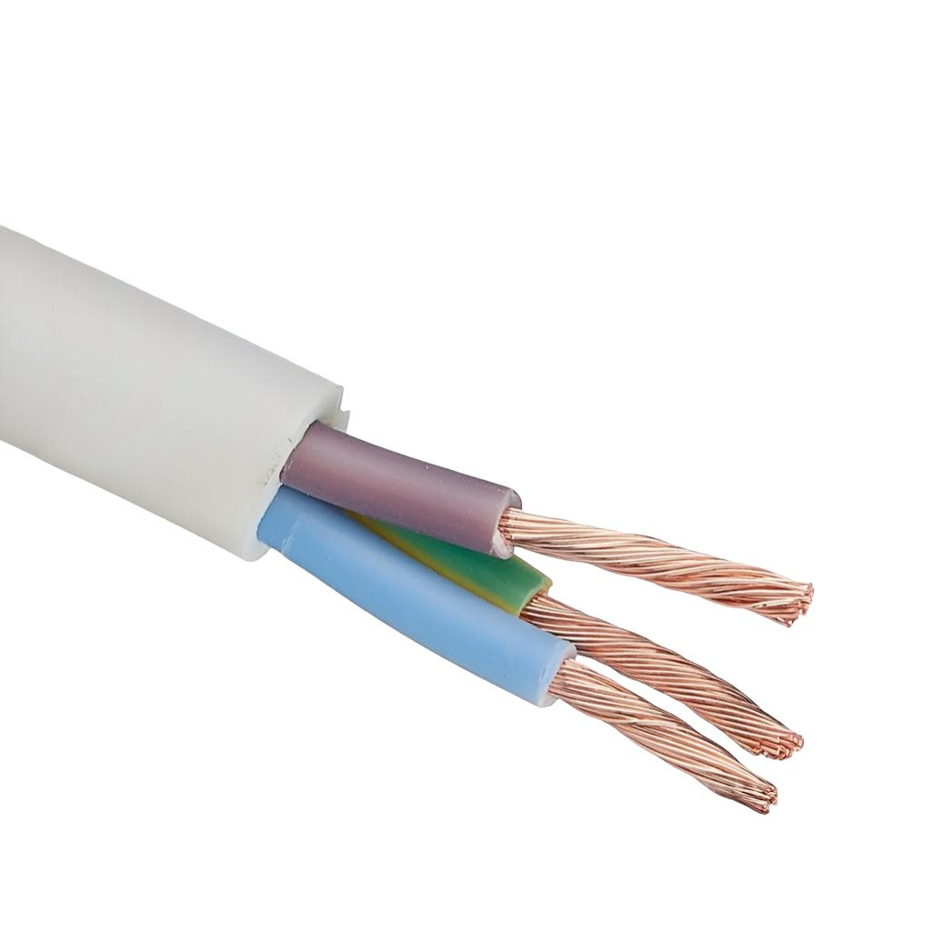 Провод силовой ПВС Москабель 3х6 кв. мм установочный белый длина 1 метр