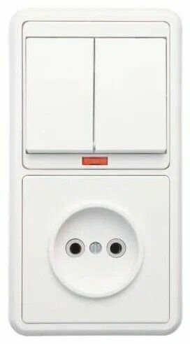 Комбинированный блок бэлла скрытая установка выключатель с подсветкой 2кл +розетка БКВР-213