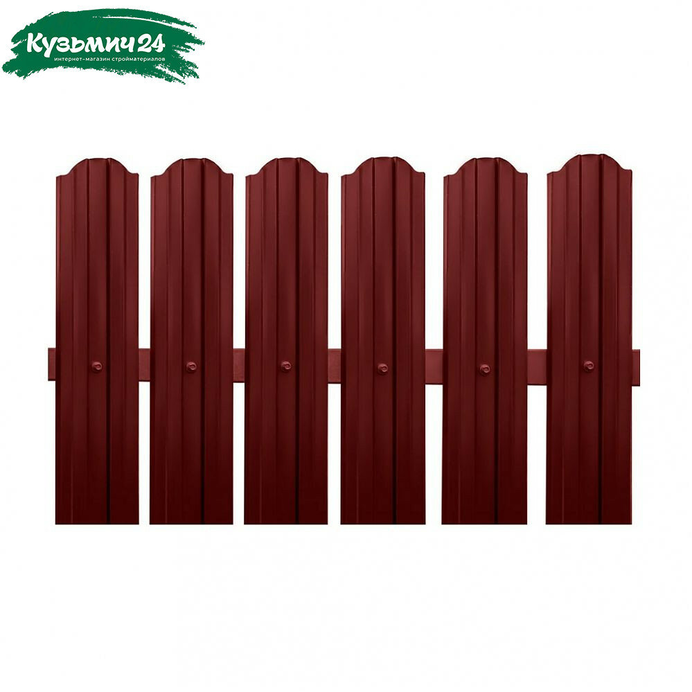 Штакетник L-18 м S-124 мм темная вишня RAL (3005)