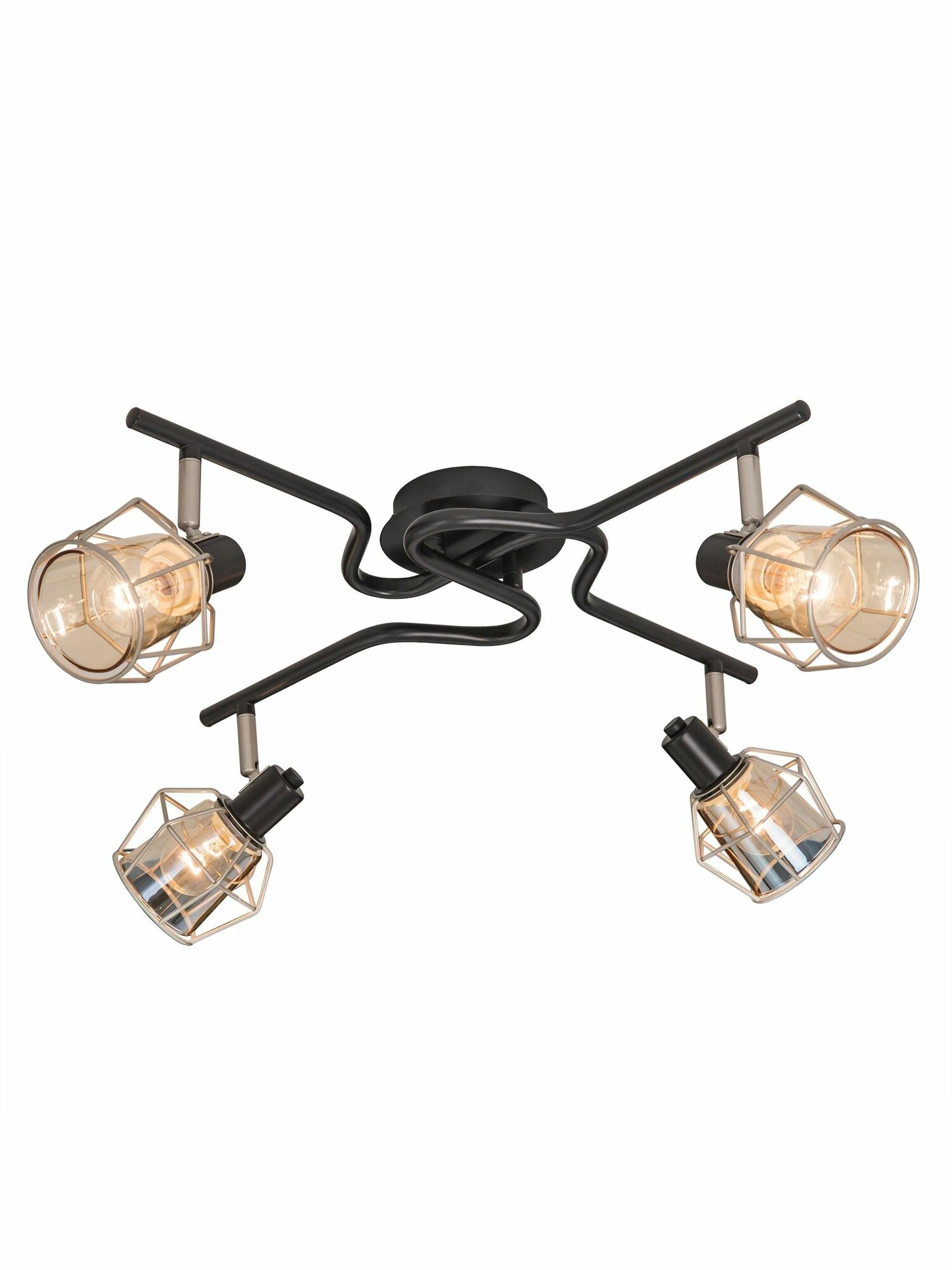 Потолочный светильник Citilux Таверна CL542541 черный с четырьмя поворотными плафонами стиль лофт E14