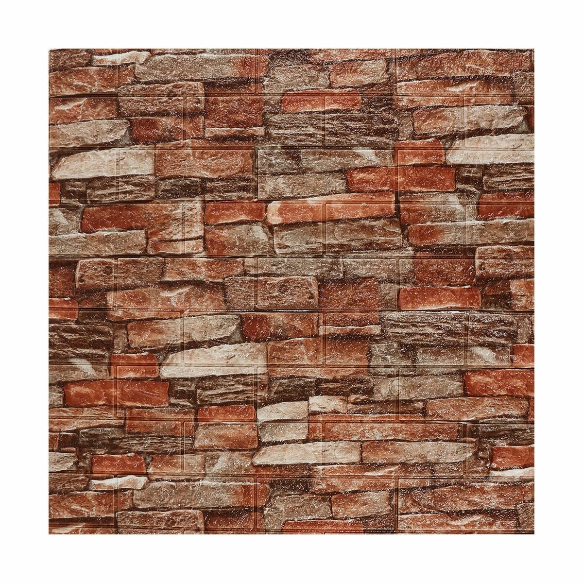 Панель стеновая Рыжий кот самоклеящаяся, 70х77 см, кирпичики разноцветные