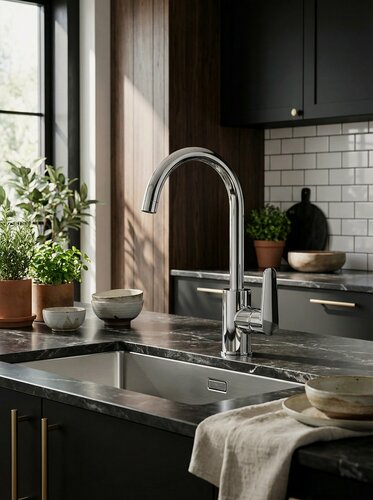 Изображение товара Смеситель для кухни VODA Waterfall WF519R поворотный R-излив