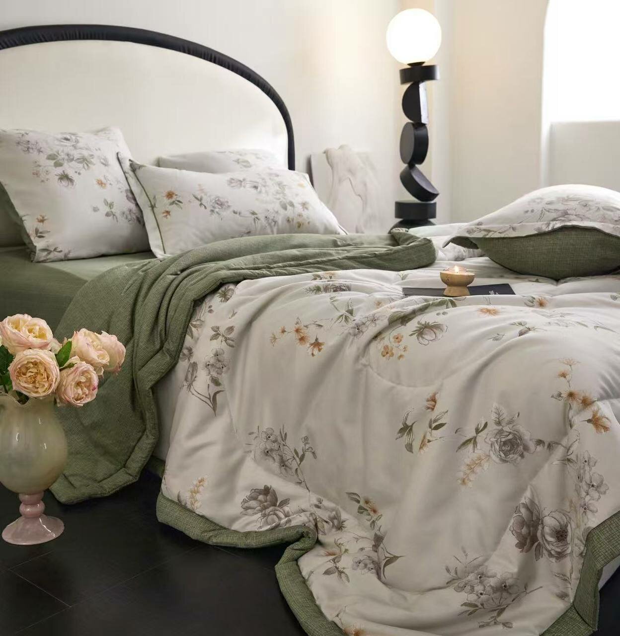 Постельное белье семейное с двумя одеялами Сатин Mency MEN-8 — фото 1