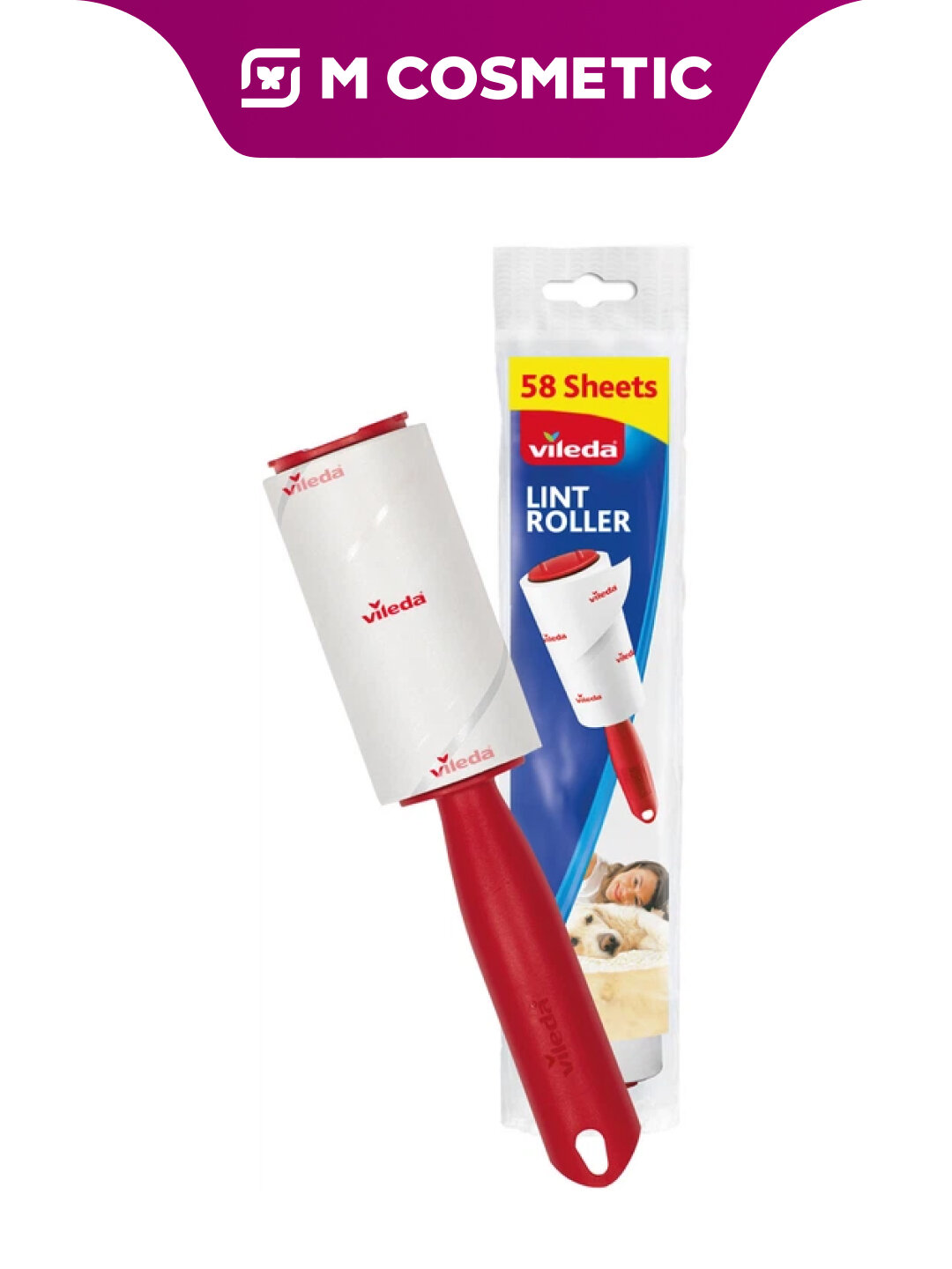 Ролик Vileda, для одежды, профессиональный, 58 слоёв, красный