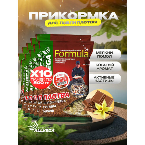 Прикормка для рыбалки ALLVEGA Formula плотва 10 пачек по 0.9 кг