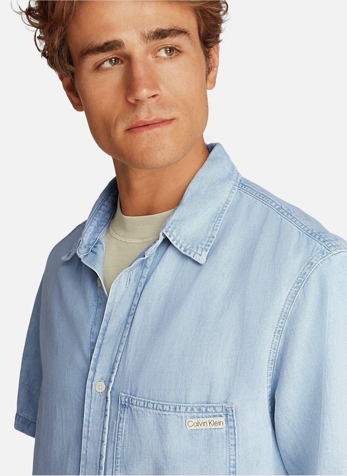 Рубашка Calvin Klein Jeans, размер M, голубой, — фото 1