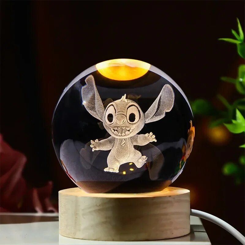 Ночник "Лило и Стич" из стекла Disney, Stitch C, 6cm Warm light base — фото 1