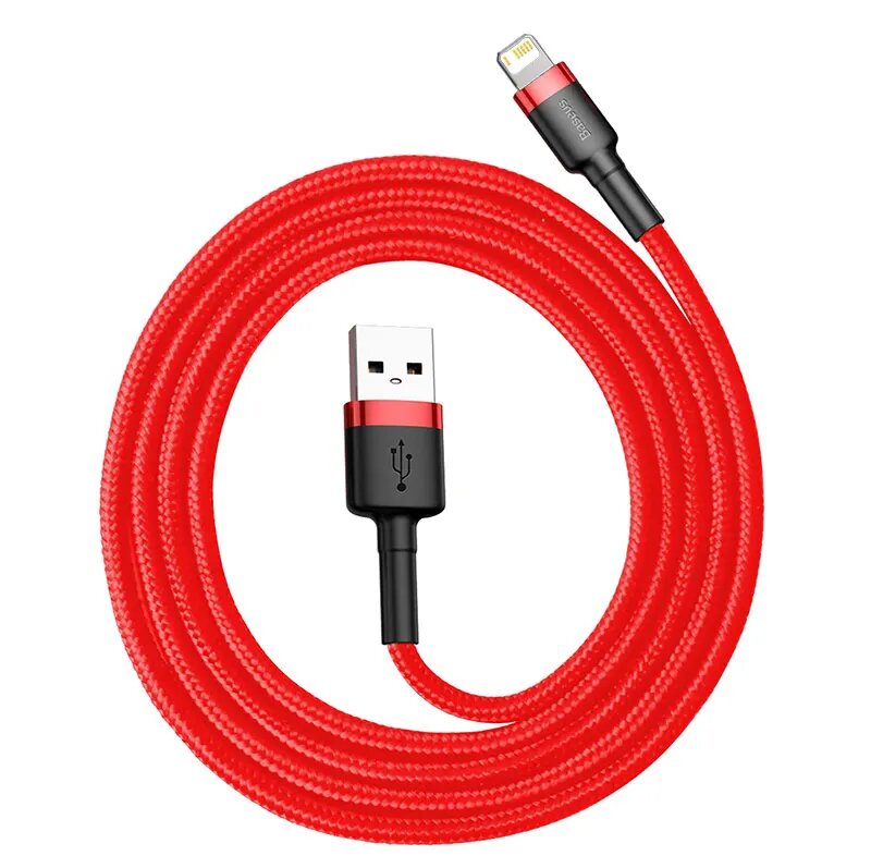 USB-кабель Baseus 24 А для iPhone 14 13 12 11 Xs X 8 Plus кабель для быстрой зарядки кабель для зарядного устройства iPhone iPad USB-кабель для передачи данных Red 1m