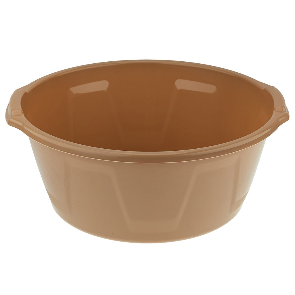 Таз хозяйственный Радиан пластмассовый "Лайт" 15 л, диаметр 41 см, h 17 см, бежевый темный