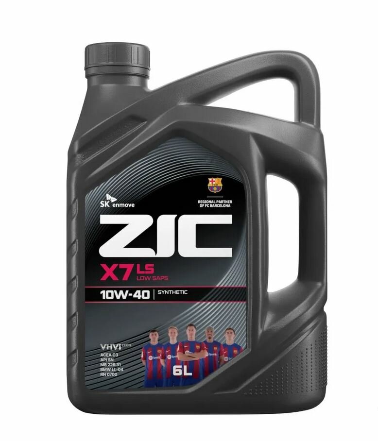 Моторное масло синтетическое ZIC X7 LS 10W-40, 6 литров канистра — фото 1