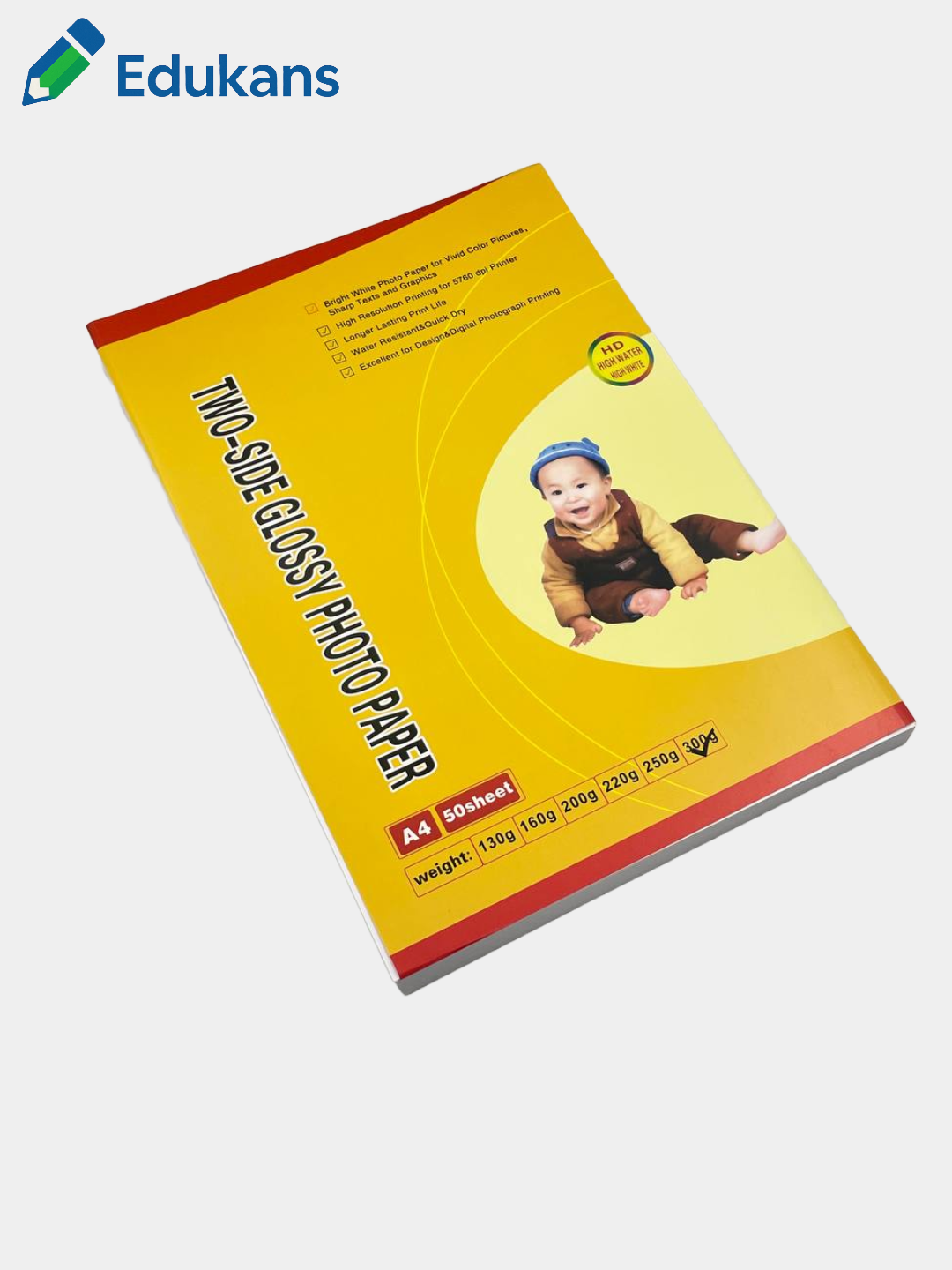 Фотобумага Глянцевая для принтера, двухсторонняя, А4, 300 гр/м², 50 шт/уп — фото 1