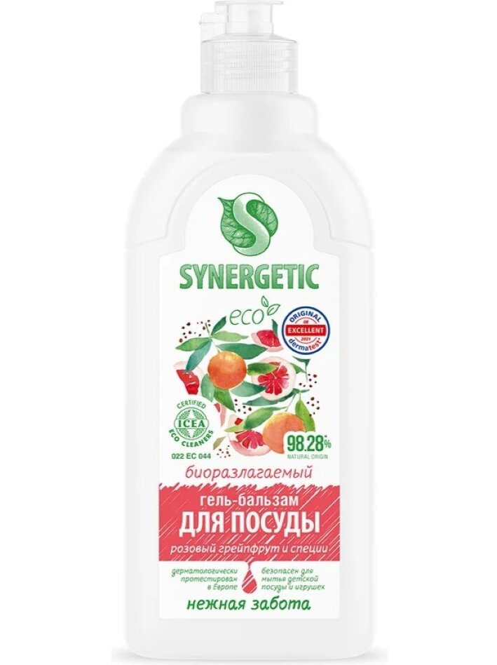 Synergetic Гель бальзам для мытья посуды Розовый грейпфрут и специи 1 л