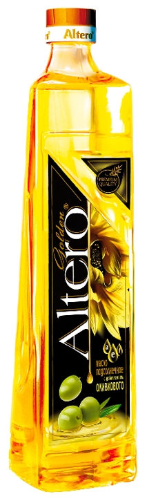 Масло Altero Golden, подсолнечное с оливковым, рафинированное, 0,81 л — фото 1