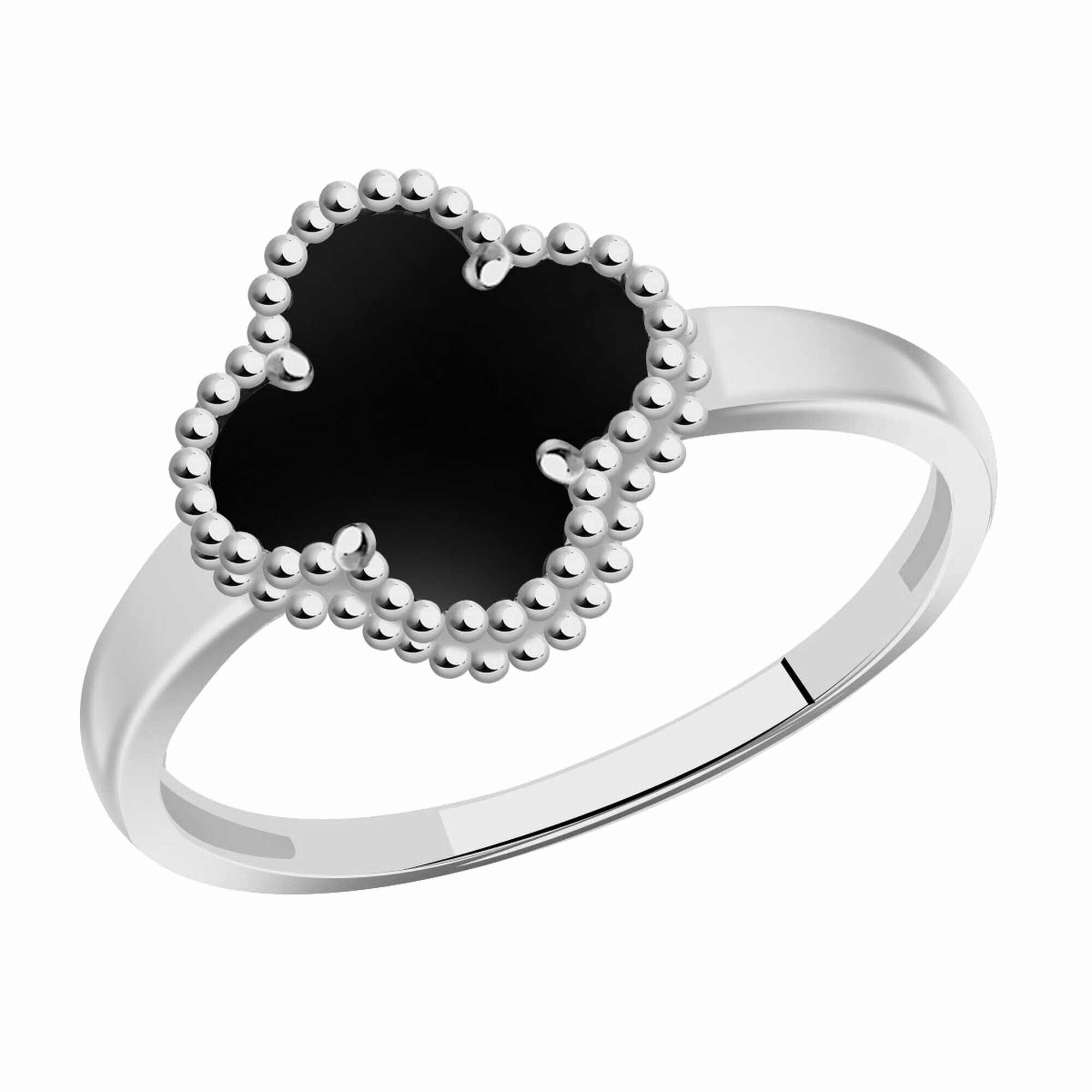 Кольцо Diamant online, белое золото, 585 проба, оникс