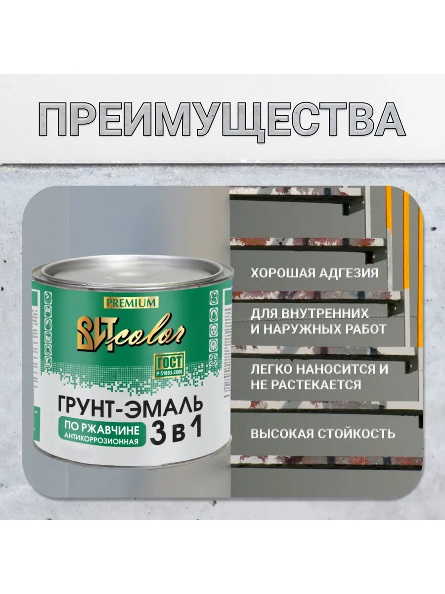 Краска по металлу и ржавчине, по дереву черная 2.6 кг — фото 1
