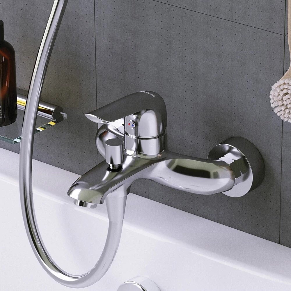 Смеситель для ванны Damixa Palace Evo 2 керамический картридж Light Flow, покрытие High Gloss, аэратор EcoSave — фото 1