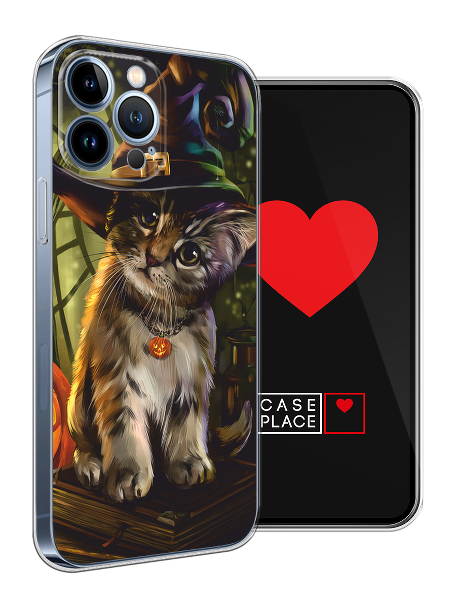 Чехол на Apple iPhone 13 Pro Max / Айфон 13 Про Макс с принтом Кот на Хэллоуин — фото 1