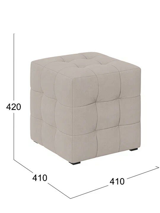 Пуф ТриЯ Тип 1, велюр, экокожа, бежевый, квадратный, 42x41x41 см — фото 1