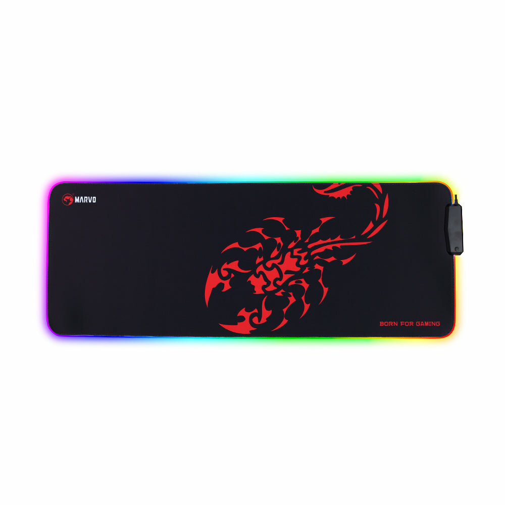 RGB игровой коврик для компьютерной мышки MARVO MG011 из ткани, черно-красный
