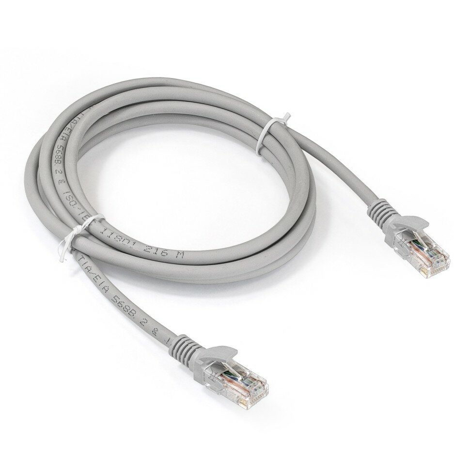 Патч-корд LSZH ExeGate UTP-RJ45-RJ45-5e-2M-LSZH-GY, UTP, cat.5e, 2м, серый (EX286383RUS)