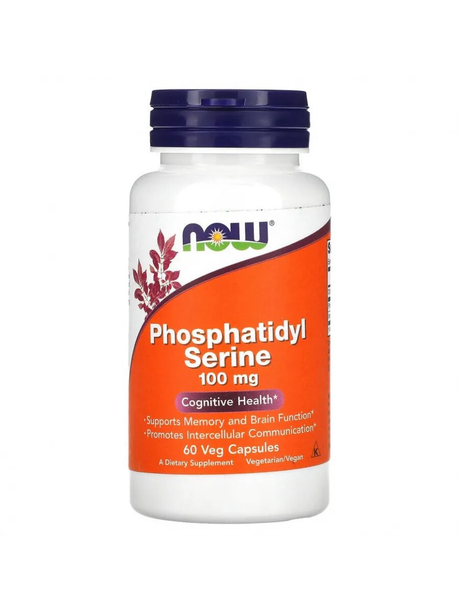 NOW Foods Phosphatidyl Serine Фосфатидил Серин 100 мг - 60 капсул для повышения производительности мозга