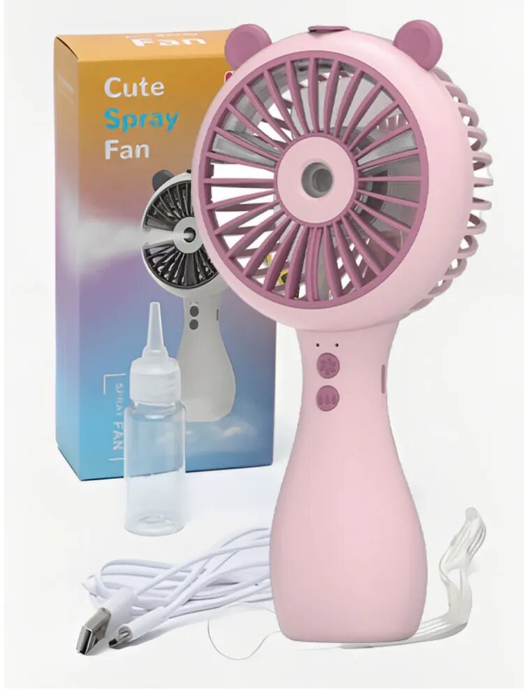 Портативный ручной мини вентилятор на аккумуляторе Cute mini fan CX0017 розовый — фото 1