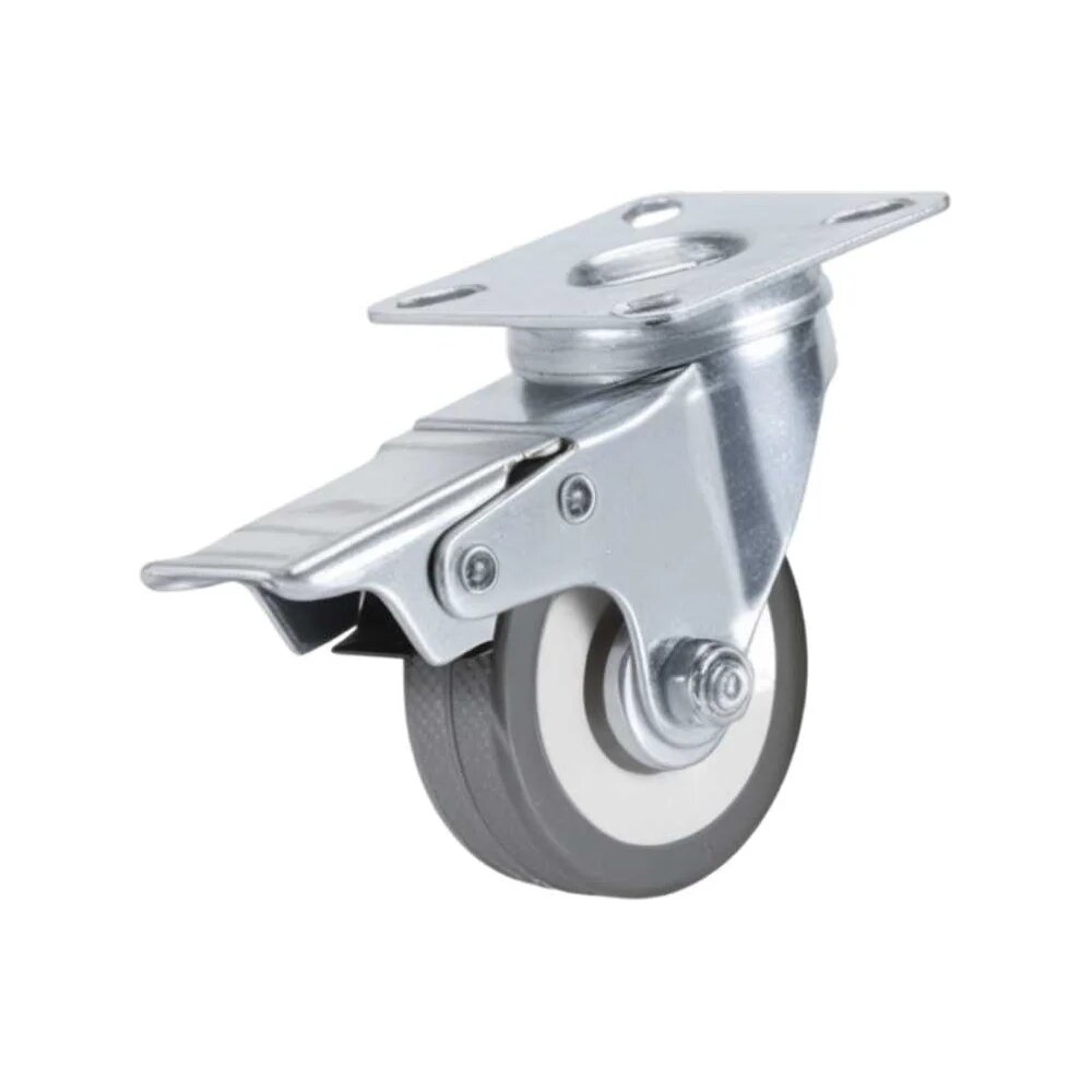 Поворотное колесо Brante 50 мм с тормозом серая резина 33050B1 104402