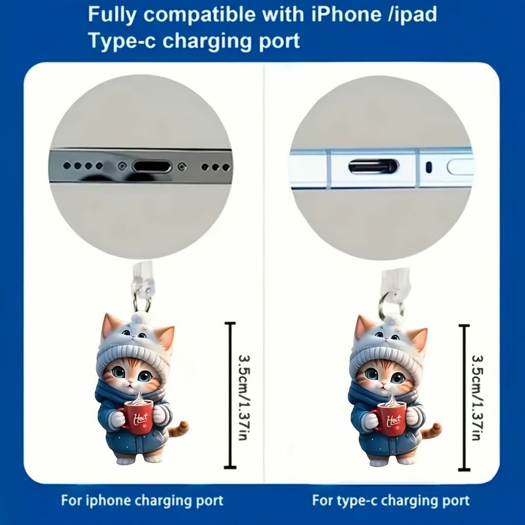 Трансграничная горячая 2D плоская пылезащитная заглушка Cute Cat для iPhone/Type-C и Android — фото 1