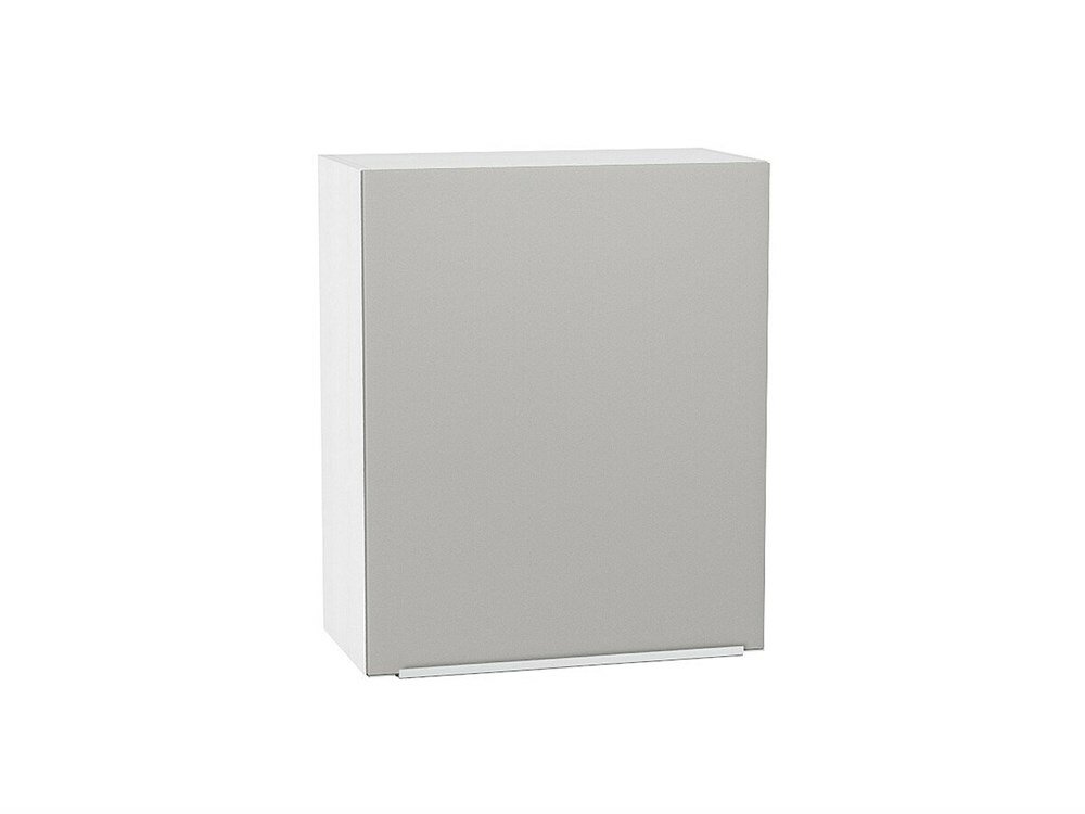 Кухонный Шкаф верхний с 1-ой дверцей Фьюжн Белый Silky Light Grey 720 600 каркас ЛДСП Белый фасад МДФ Silky Light Grey 716*600*320