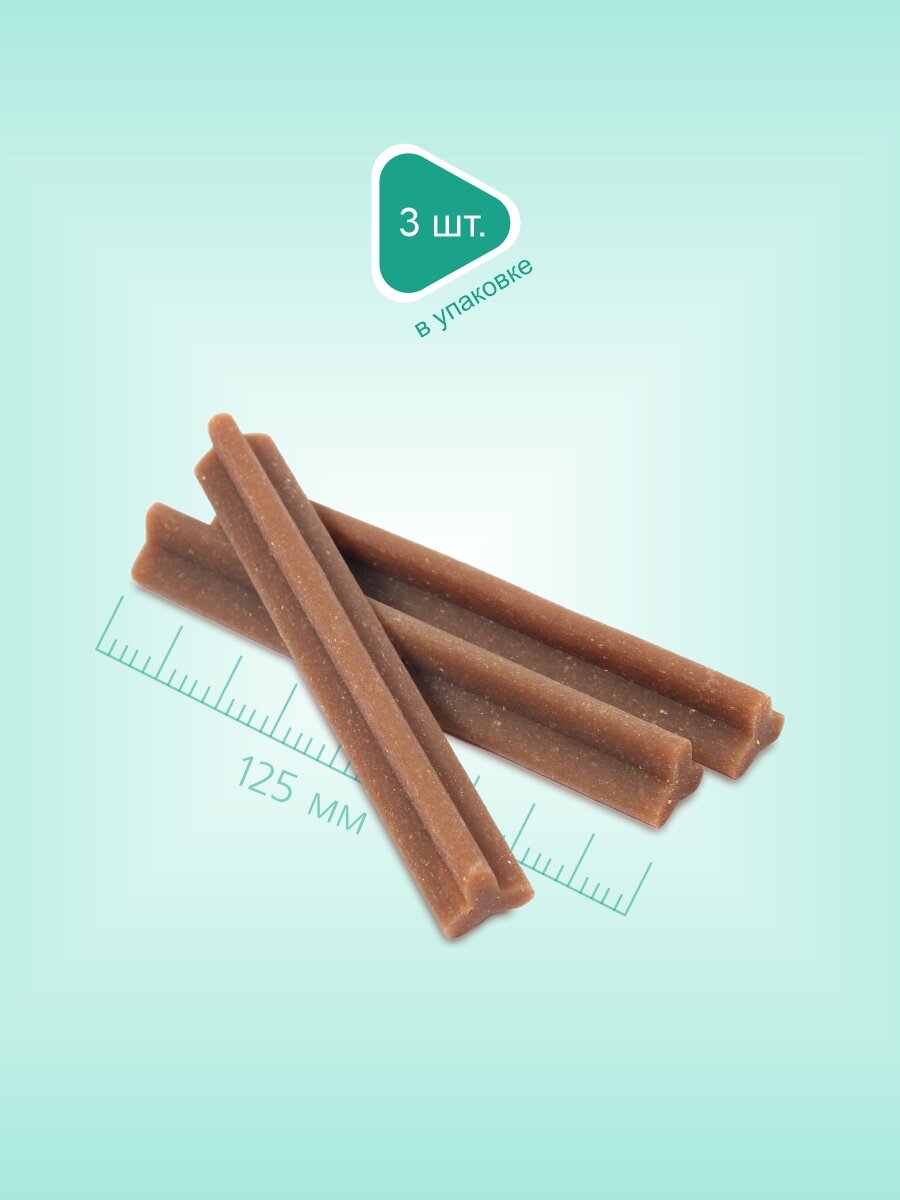 Изображение Лакомство для собак средних пород Biff DENT, Жевательный снек для чистки зубов со вкусом телятины 77 г.