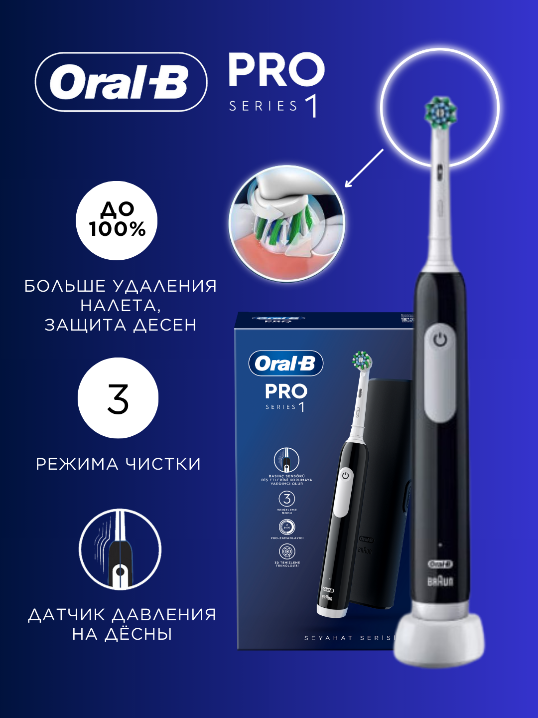 Электрическая щетка Oral-B Vitality Pro Series 1, чёрный цвет
