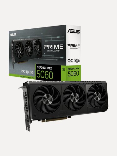 Изображение товара Видеокарта ASUS Prime GeForce RTX 5060 8GB GDDR7 OC Edition (PRIME-RTX5060-O8G), PCI-E 5.0, черная