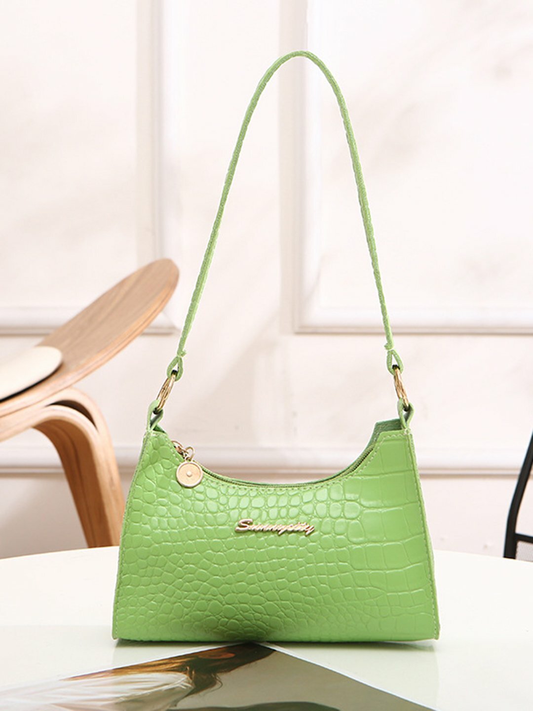 Сумка  Simplicity Croco Glossy, зеленый,