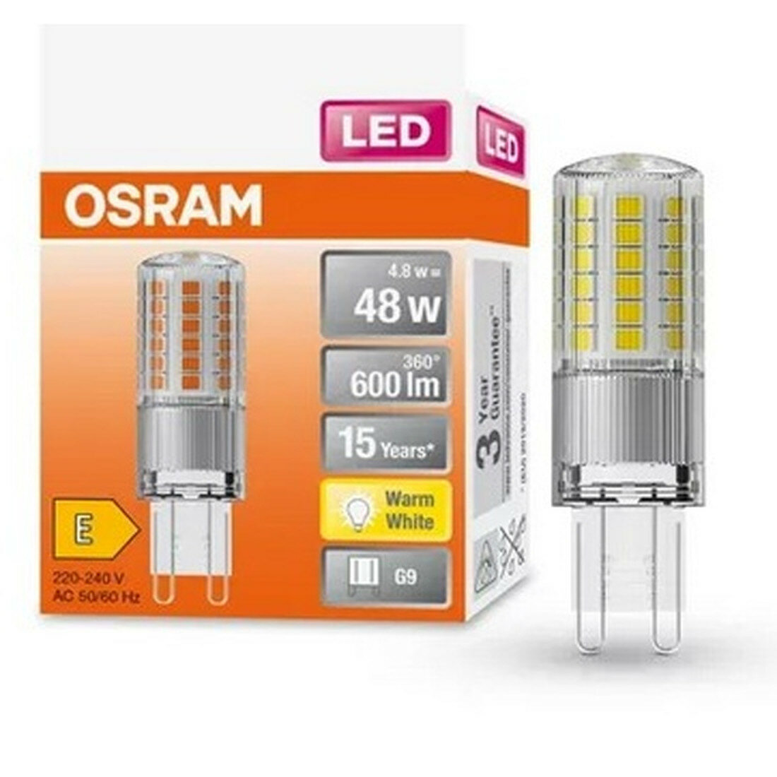Светодиодная лампа Ledvance-osram OSRAM LEDPPIN 50 4,8W/827 G9 230V 600Lm d18x59, 4058075432451
