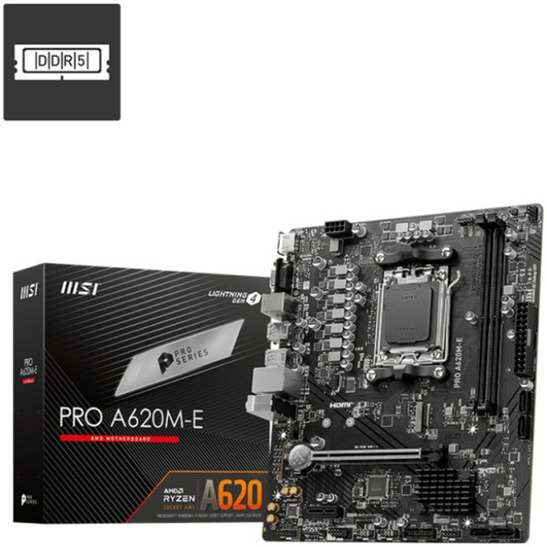 Материнская плата MSI PRO A620M-E, AM5, microATX, 8-канальный звук, DDR5