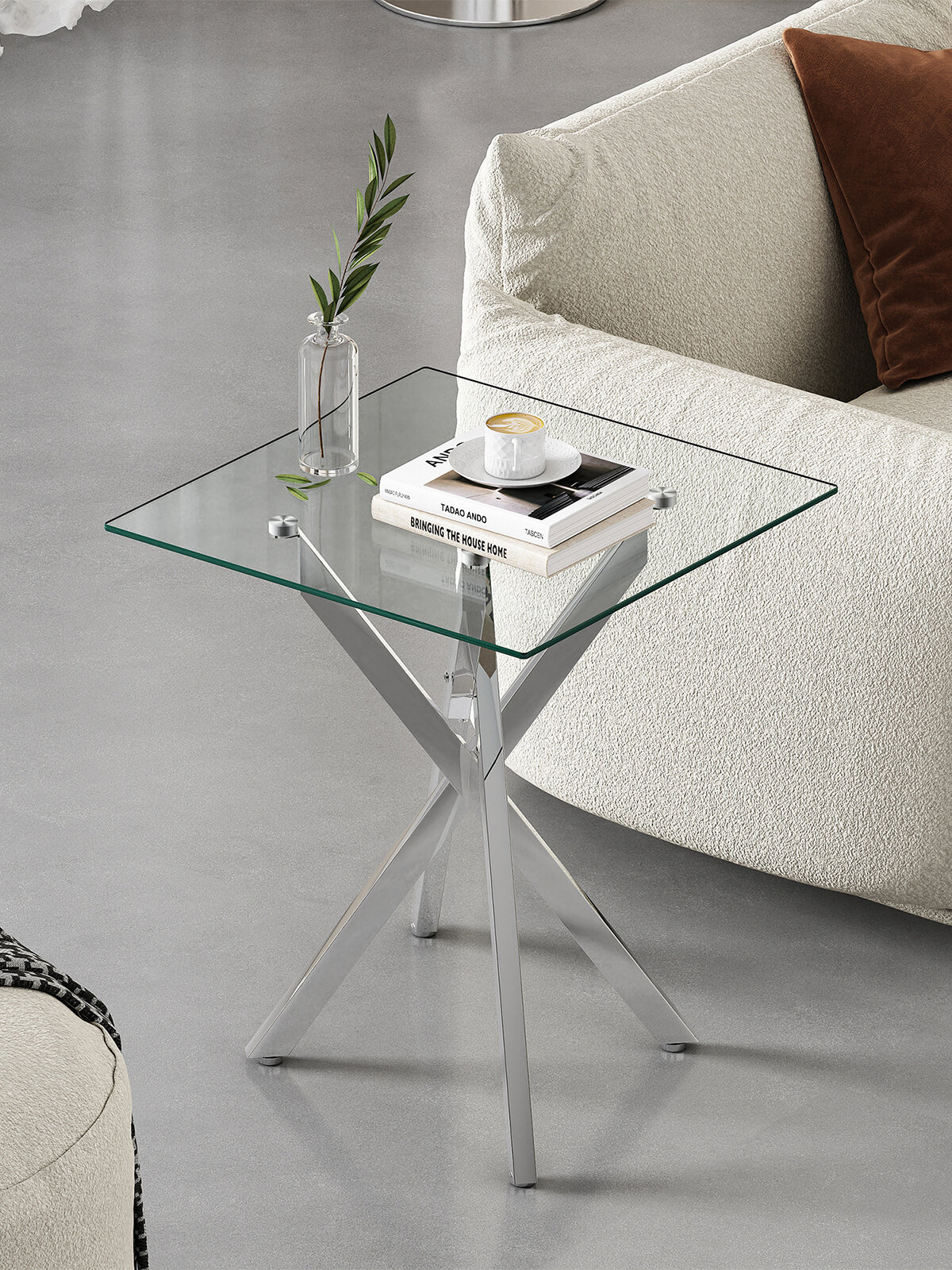 Журнальный столик JZQ8500-SR  45 x 45 x 52 см закаленное стекло / металл