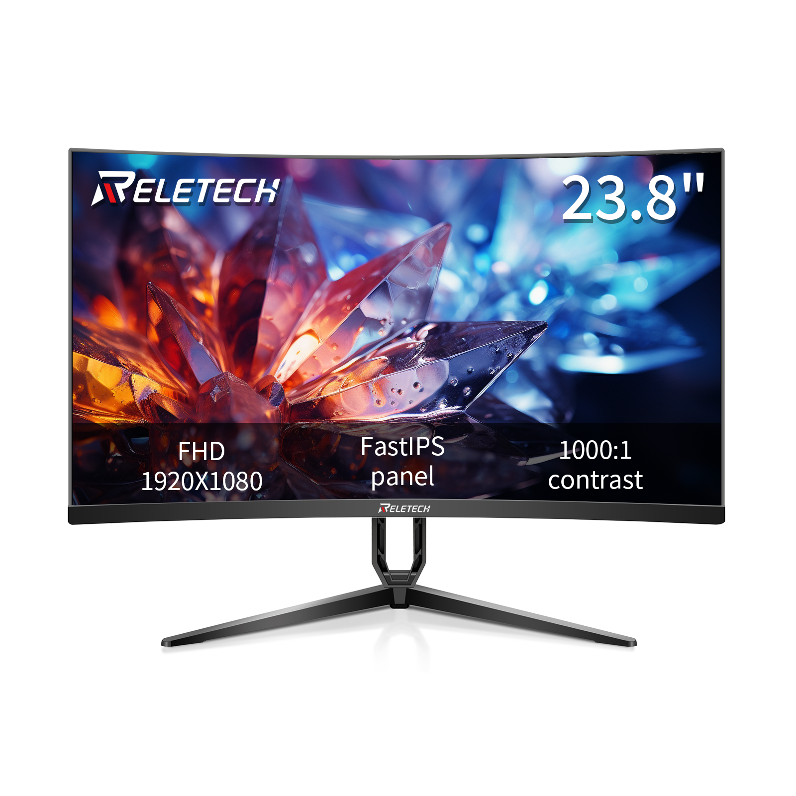 Монитор игровой Reletech 23.8 " 100 Гц, Fast-IPS, 1ms, 1920x1080, HDMI+VGA, защита глаз, для компьютера, R23 Pulse