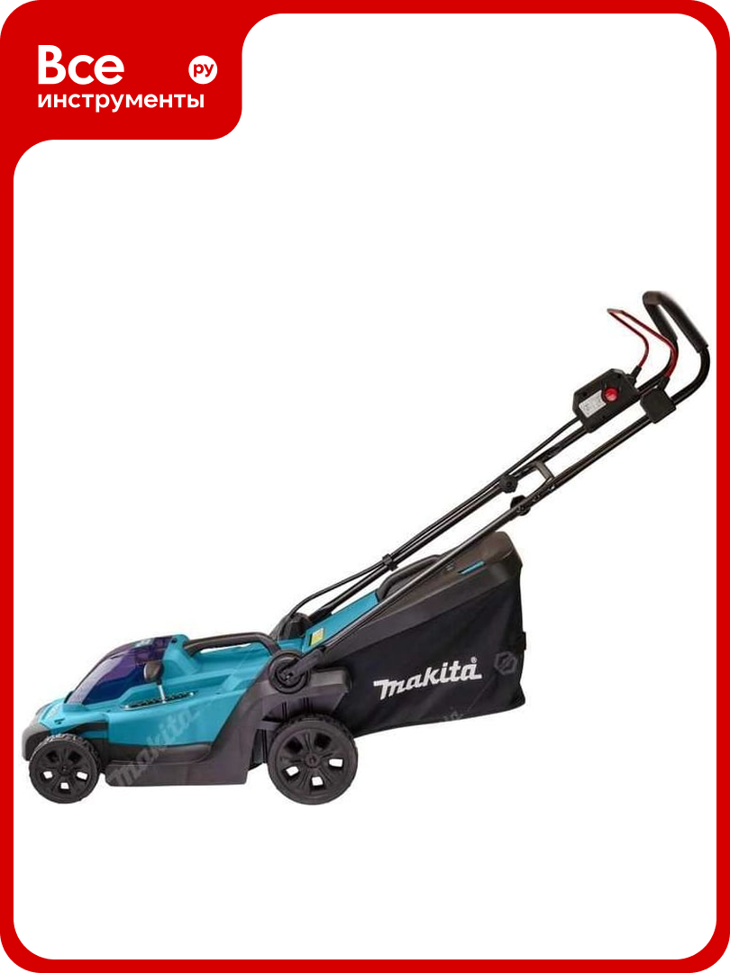 Аккумуляторная газонокосилка Makita LXT 18В 450 Вт ширина 33 см травосборщик 30 л 3 в 1 8-ступенчатое центральное регулирование 20-75 мм BL1850B DC18RC XPT DLM330RT