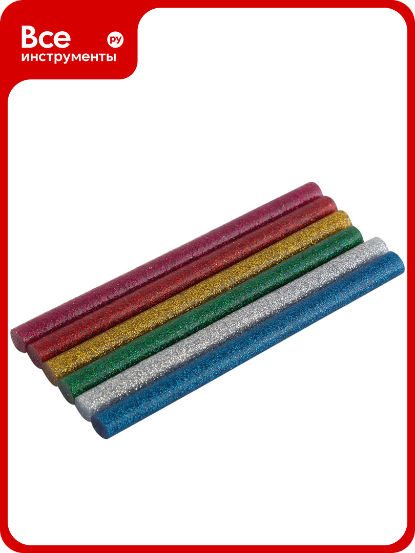 Стержни клеевые цветные с блестками (6 шт; 7х100 мм) для термопистолета Engy 007586