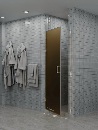 Изображение товара Душевая дверь в нишу staklo 60x200 из бронзового матового стекла хром фурнитура