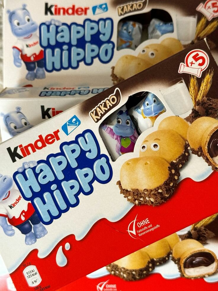 Печенье Kinder "Happy Hippo", какао, шоколадно-молочная начинка