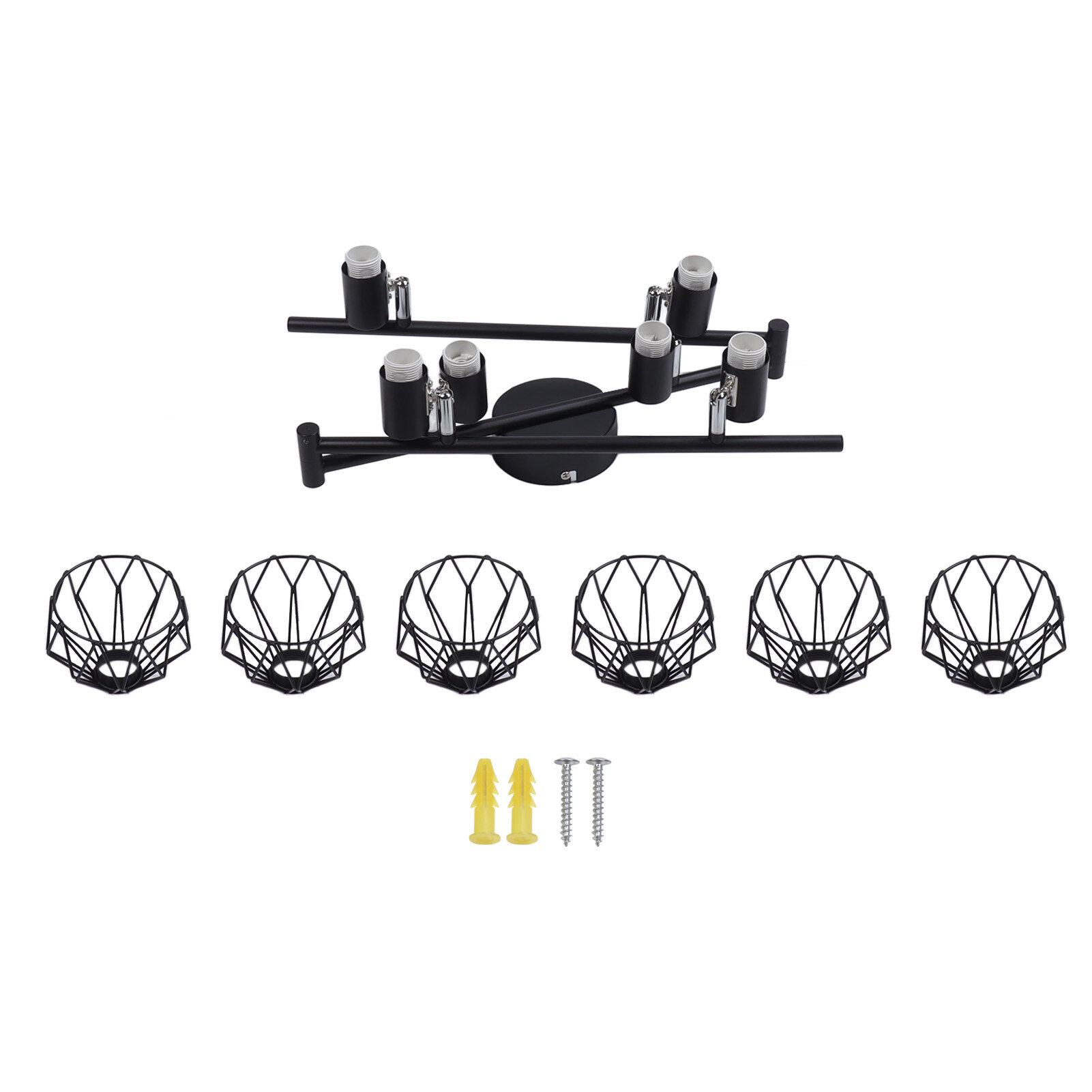 Складной черный светильник с вращающимся основанием 6 лампочек для лампочек с цоколем E14 85-265 В регулируемый осветительный аксессуар