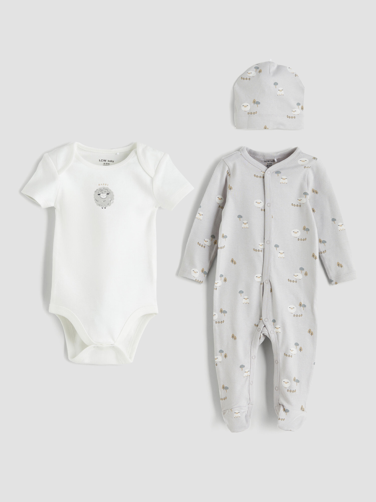 Комплект одежды LC Waikiki размер 3-6 месяцев белый серый