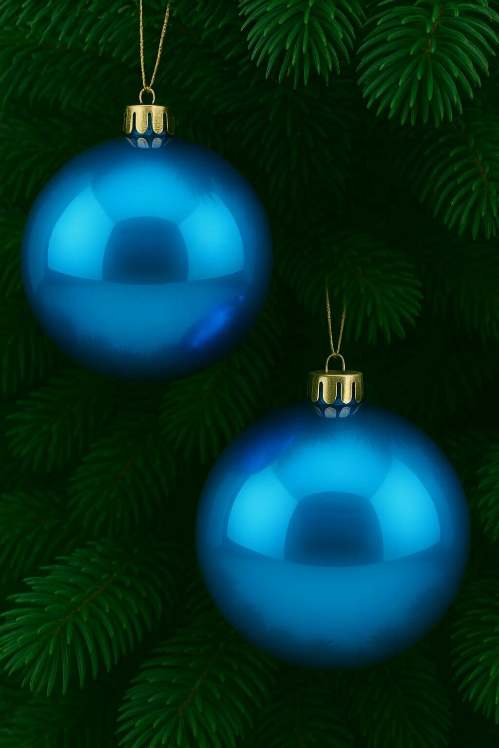 Шар на елку 25см, набор шаров 2шт, новогодние, синий, Crystal Trees