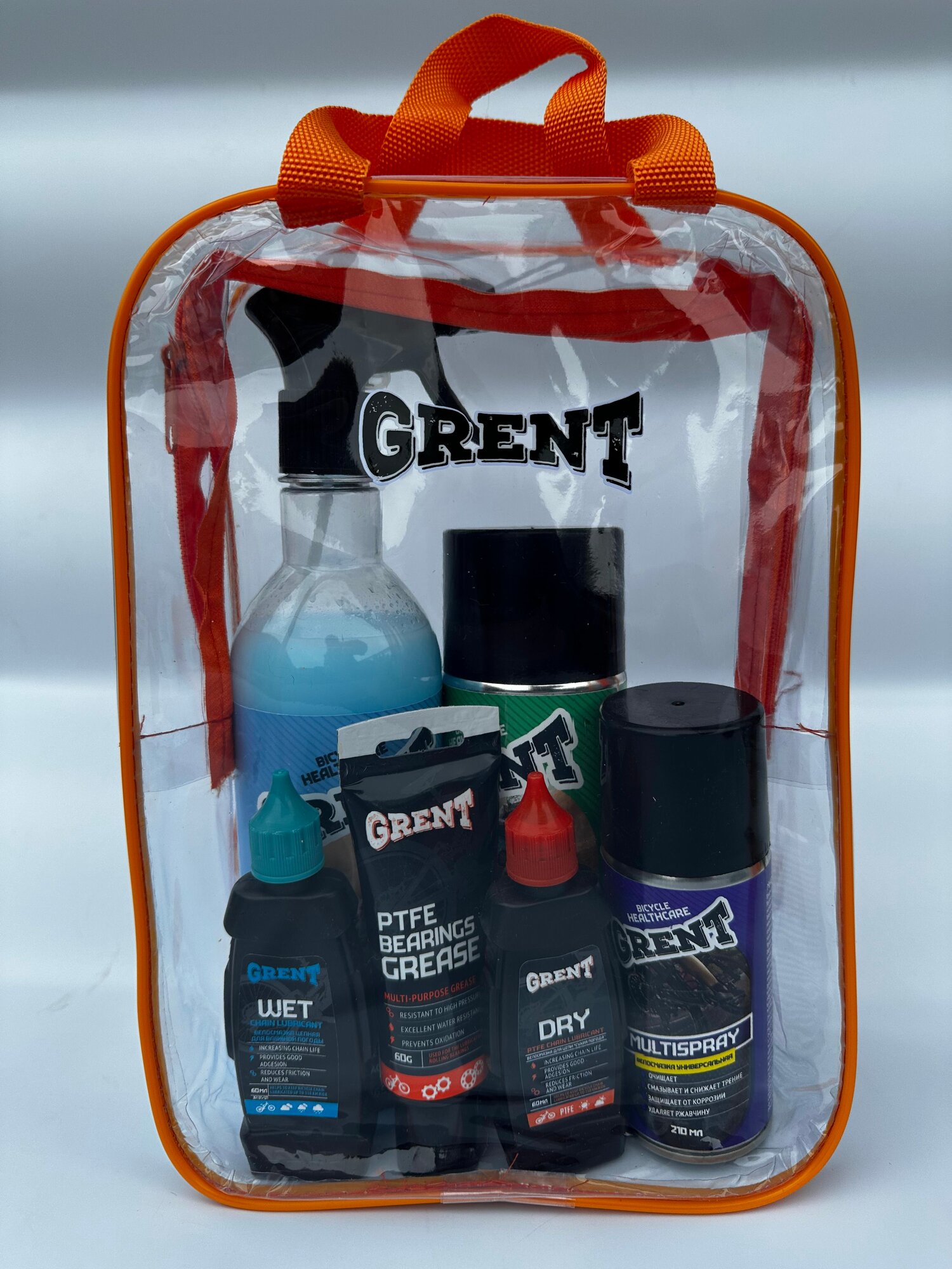 Набор велокосметик GRENT 5в1 сухая мойка мульти-спрей защита цепи