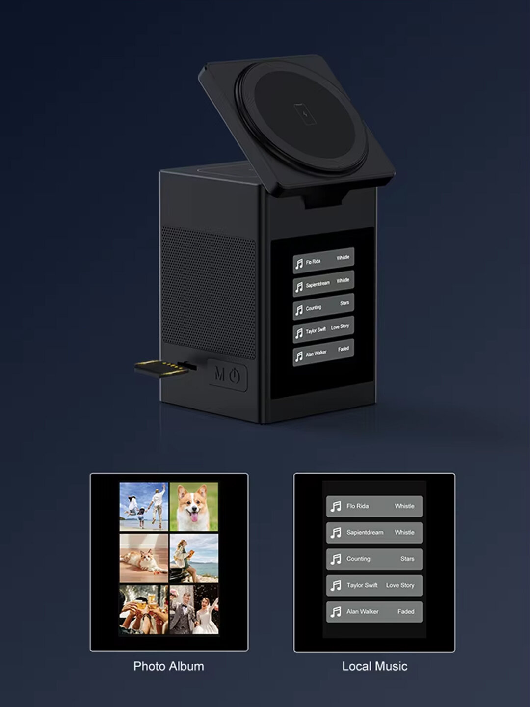 Зарядное устройство Savdo S5D, для iPhone/AirPods/iWatch, черное, серое, Wi-Fi, Bluetooth — фото 1